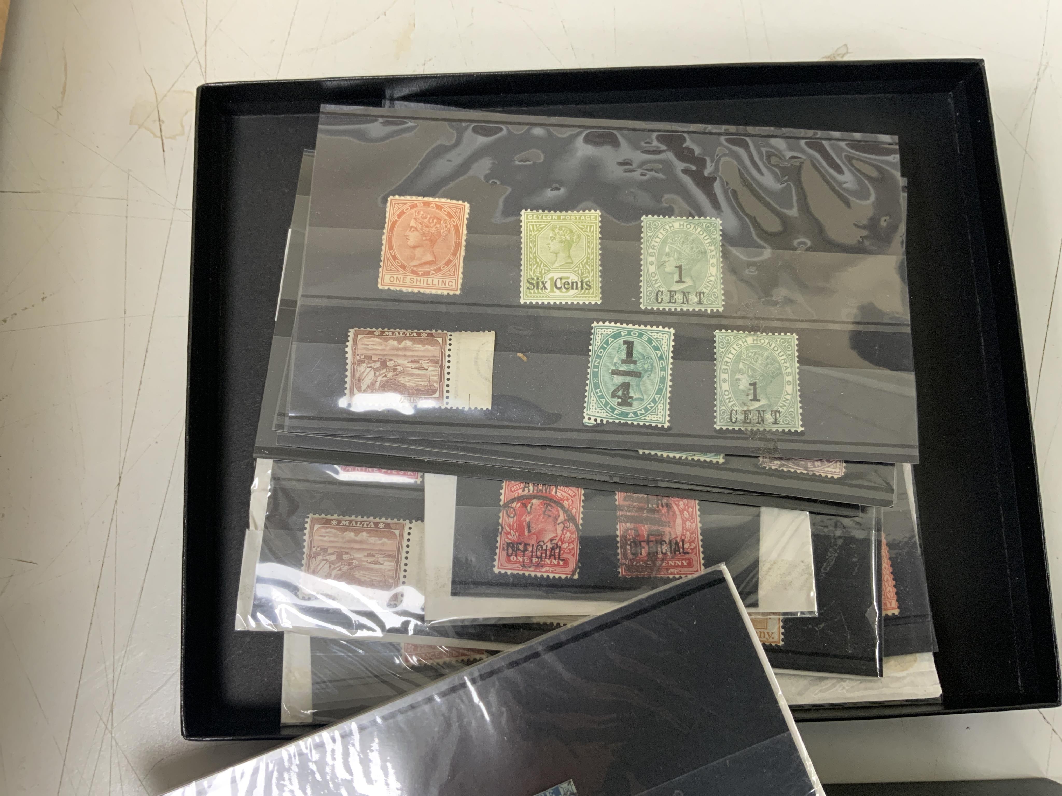 A collection of Victoria stamps including; a Penny red plate reconstruction of plate 106 made up of perforated Penny Reds and issued by the Westminster Collection Ltd., together with Victorian covers with franked Penny R